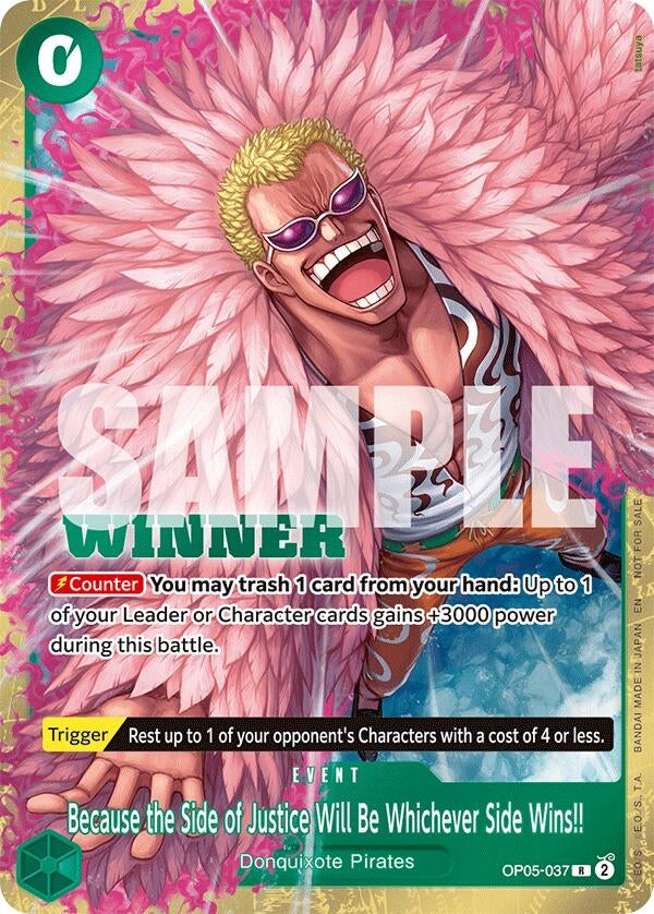 Image for Because the Side of Justice Will Be Whichever Side Wins!! (Winner Pack 2025 Vol. 4) (OP05-037) - One Piece Card Game