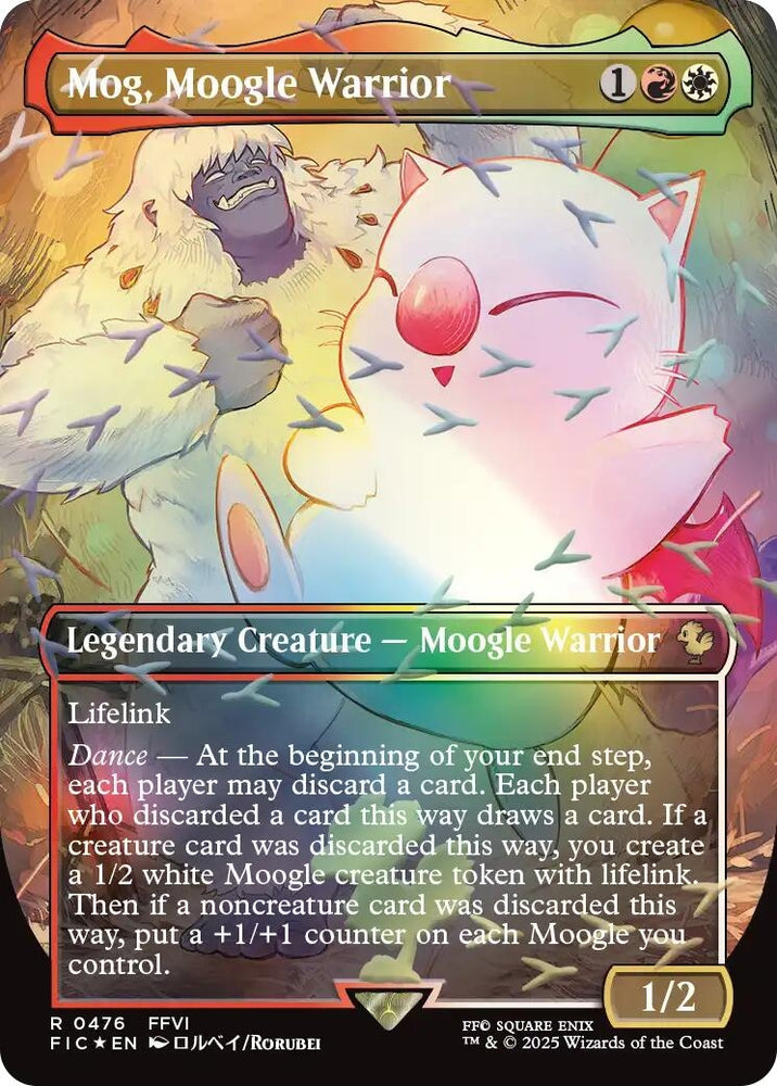 Image for Mog, Moogle Warrior (Borderless) (Chocobo Track Foil) (476) (Commander: FINAL FANTASY) - Magic: The Gathering