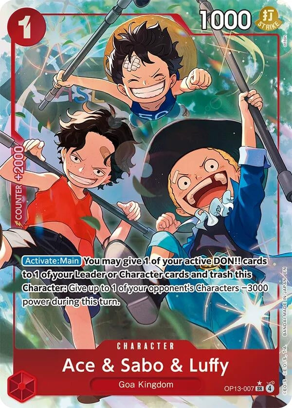 Image for Ace & Sabo & Luffy (Alternate Art) (OP13-007) (Carrying On His Will) - One Piece Card Game