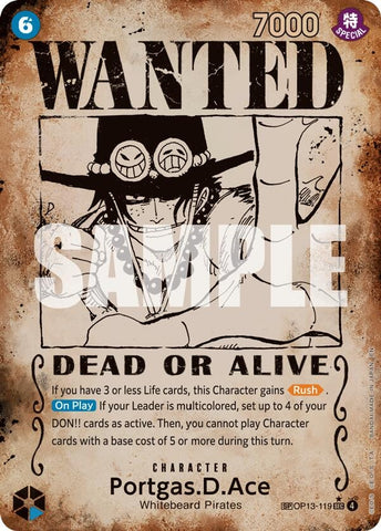 Image for Portgas.D.Ace (119) (Wanted Poster) (OP13-119) (Carrying On His Will) - One Piece Card Game