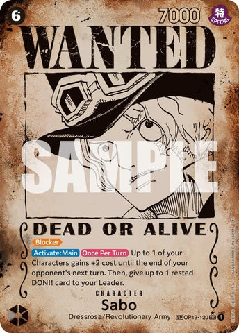 Image for Sabo (120) (Wanted Poster) (OP13-120) (Carrying On His Will) - One Piece Card Game