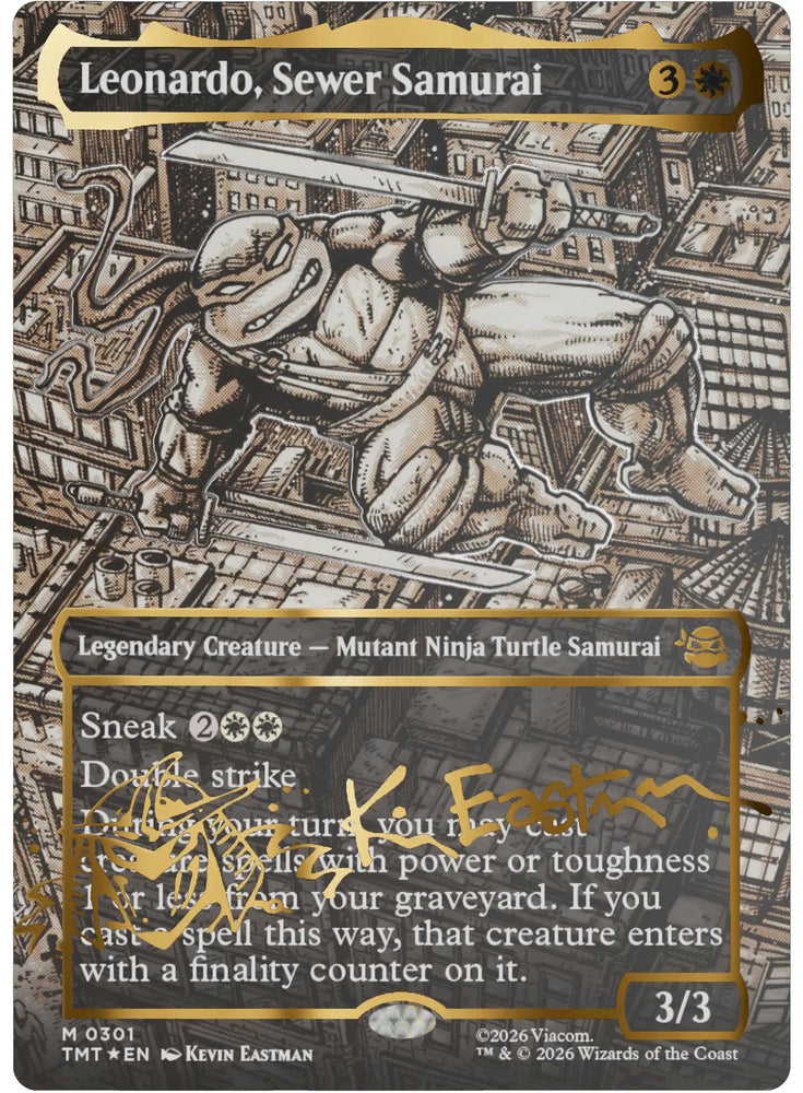 Image for Leonardo, Sewer Samurai (Borderless) (Gold-Stamped Signature) (301) - Magic: The Gathering
