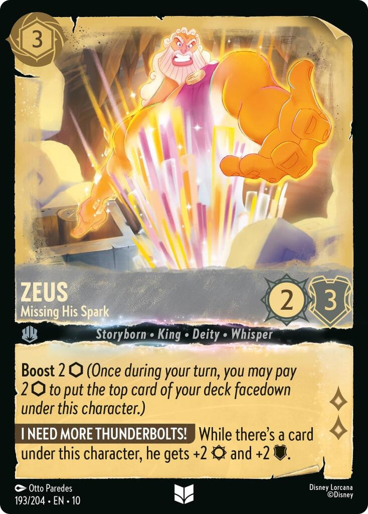 Image for Zeus - Missing His Spark (193/204) (Whispers in the Well) - Disney Lorcana