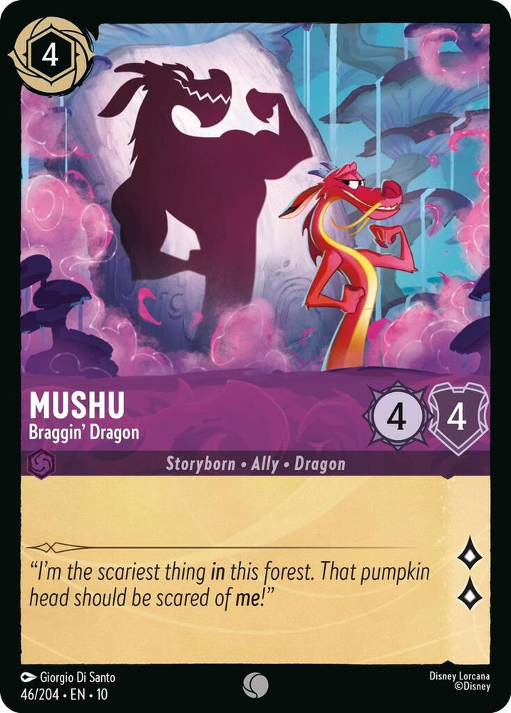 Image for Mushu - Braggin' Dragon (46/204) (Whispers in the Well) - Disney Lorcana