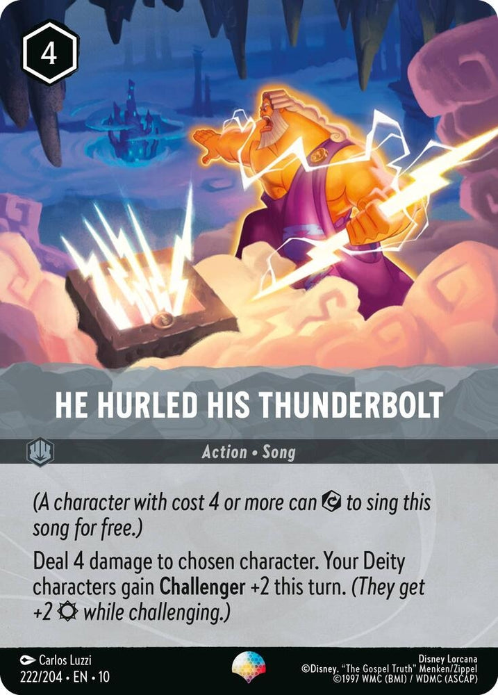 Image for He Hurled His Thunderbolt (Epic) (222/204) (Whispers in the Well) - Disney Lorcana