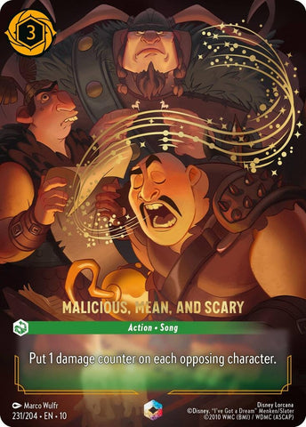 Image for Malicious, Mean, and Scary (Enchanted) (231/204) (Whispers in the Well) - Disney Lorcana