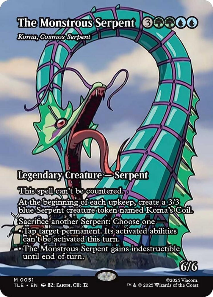 Image for The Monstrous Serpent - Koma, Cosmos Serpent (Borderless) (51) (Avatar: The Last Airbender: Eternal-Legal) - Magic: The Gathering