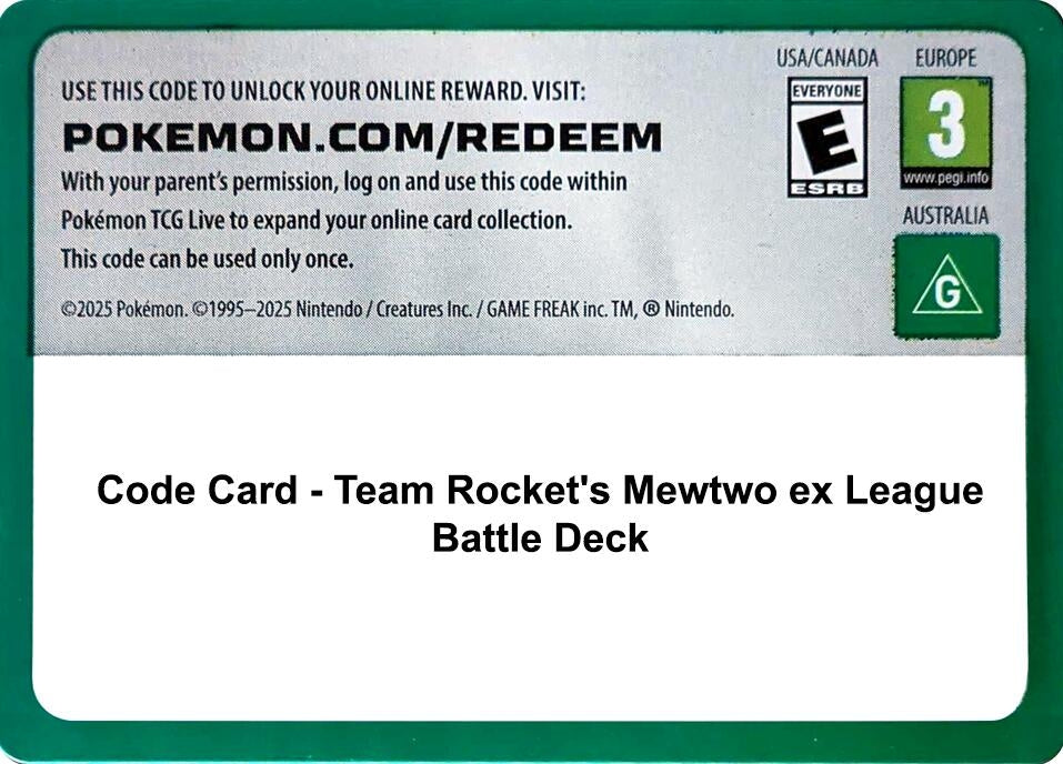 Image for Code Card - Team Rocket's Mewtwo ex League Battle Deck - Pokemon