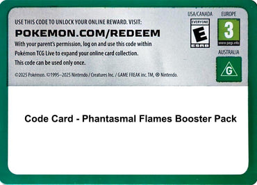 Image for Code Card - Phantasmal Flames Booster Pack - Pokemon