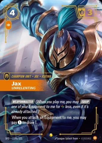 Image for Jax - Unrelenting (Alternate Art) (119a/221) (Spiritforged) - Riftbound: League of Legends Trading Card Game