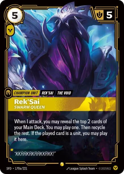 Image for Rek'Sai - Swarm Queen (Alternate Art) (170a/221) (Spiritforged) - Riftbound: League of Legends Trading Card Game