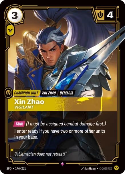 Image for Xin Zhao - Vigilant (176/221) (Spiritforged) - Riftbound: League of Legends Trading Card Game