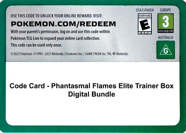 Image for Code Card - Phantasmal Flames Elite Trainer Box Digital Bundle - Pokemon