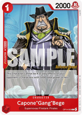 Image for Capone"Gang"Bege (OP14-003) (The Azure Sea's Seven Release Event Cards) - One Piece Card Game
