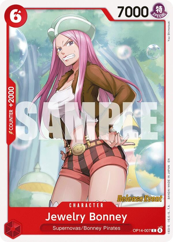 Image for Jewelry Bonney (OP14-007) (The Azure Sea's Seven Release Event Cards) - One Piece Card Game