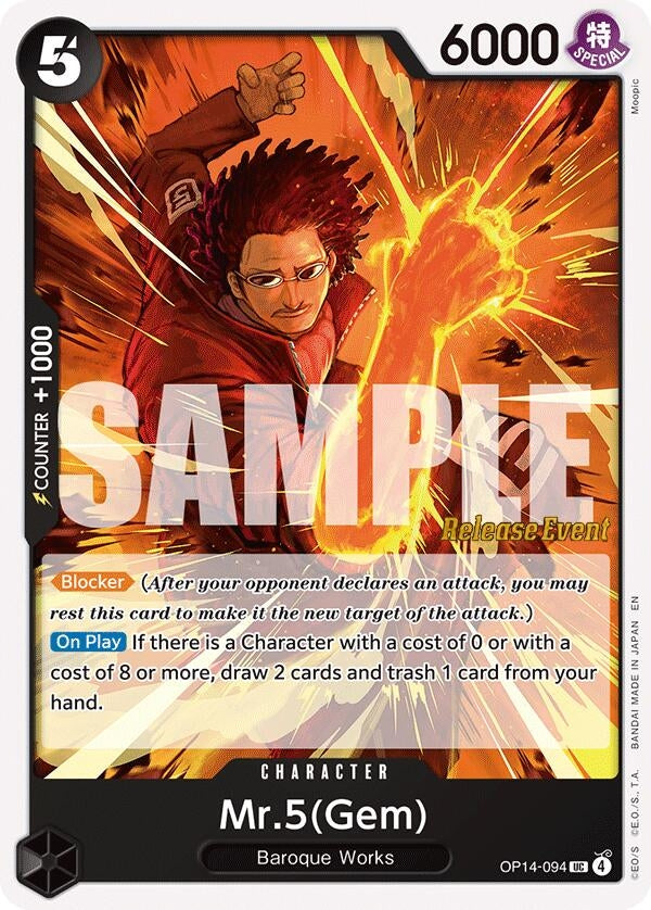 Image for Mr.5(Gem) (OP14-094) (The Azure Sea's Seven Release Event Cards) - One Piece Card Game