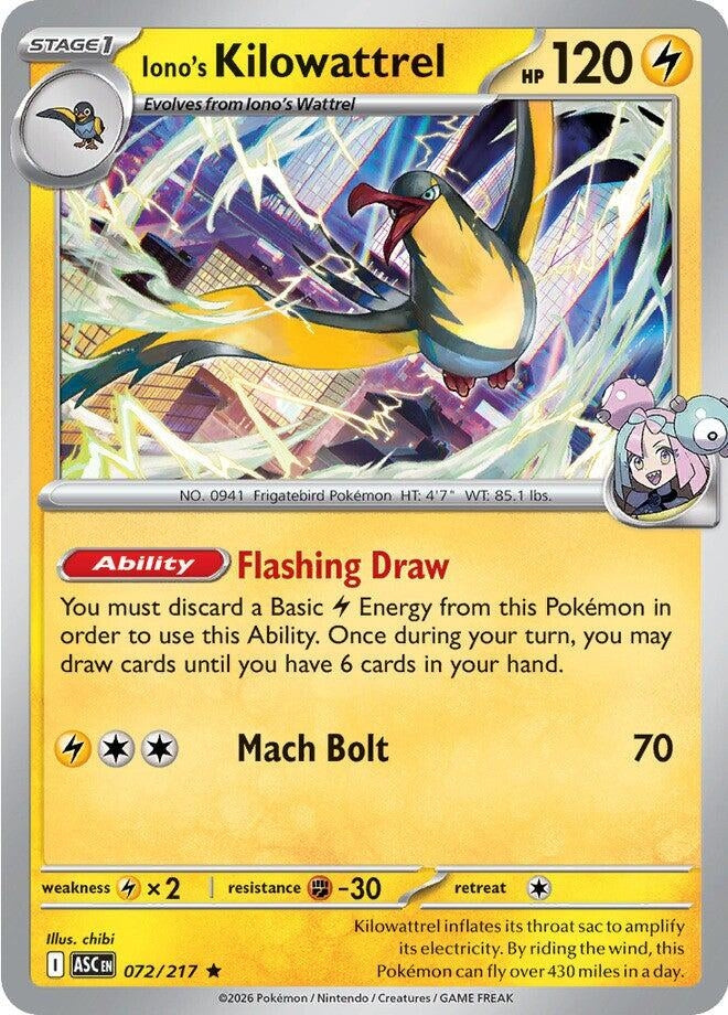 Image for Iono's Kilowattrel (072/217) (ME: Ascended Heroes) - Pokemon