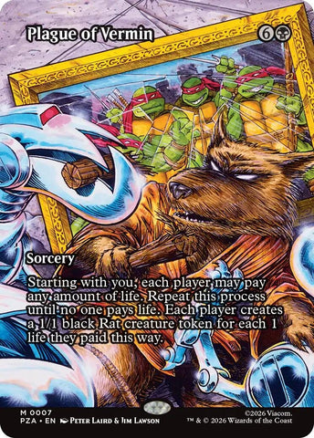 Image for Plague of Vermin (Borderless) (7) (Teenage Mutant Ninja Turtles Eternal-Legal) - Magic: The Gathering