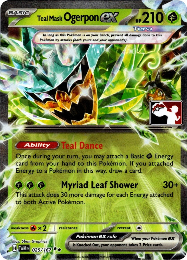 Image for Teal Mask Ogerpon ex - 025/167 (Prize Pack Series 7) (025/167) (Prize Pack Series Cards) - Pokemon