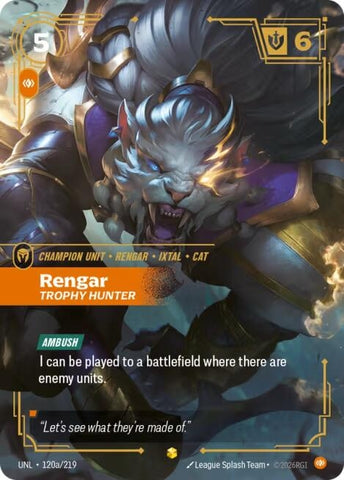 Image for Rengar - Trophy Hunter (Alternate Art) (120a/219) (Unleashed) - Riftbound: League of Legends Trading Card Game