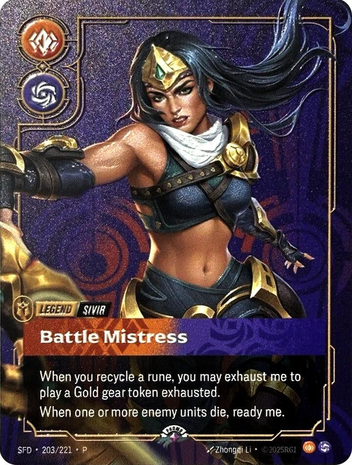 Sivir - Battle Mistress (Metal) (203/221) (Riftbound Organized Play Promotional Cards)