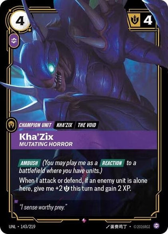 Image for Kha'Zix - Mutating Horror (143/219) (Unleashed) - Riftbound: League of Legends Trading Card Game
