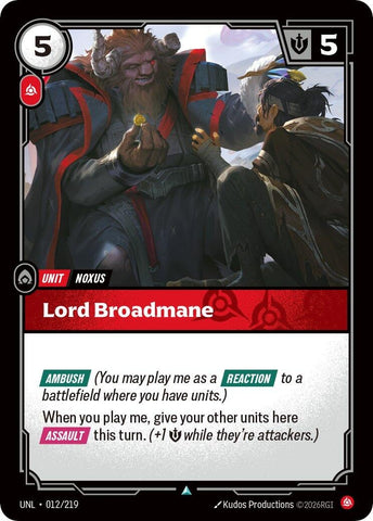 Image for Lord Broadmane (012/219) (Unleashed) - Riftbound: League of Legends Trading Card Game