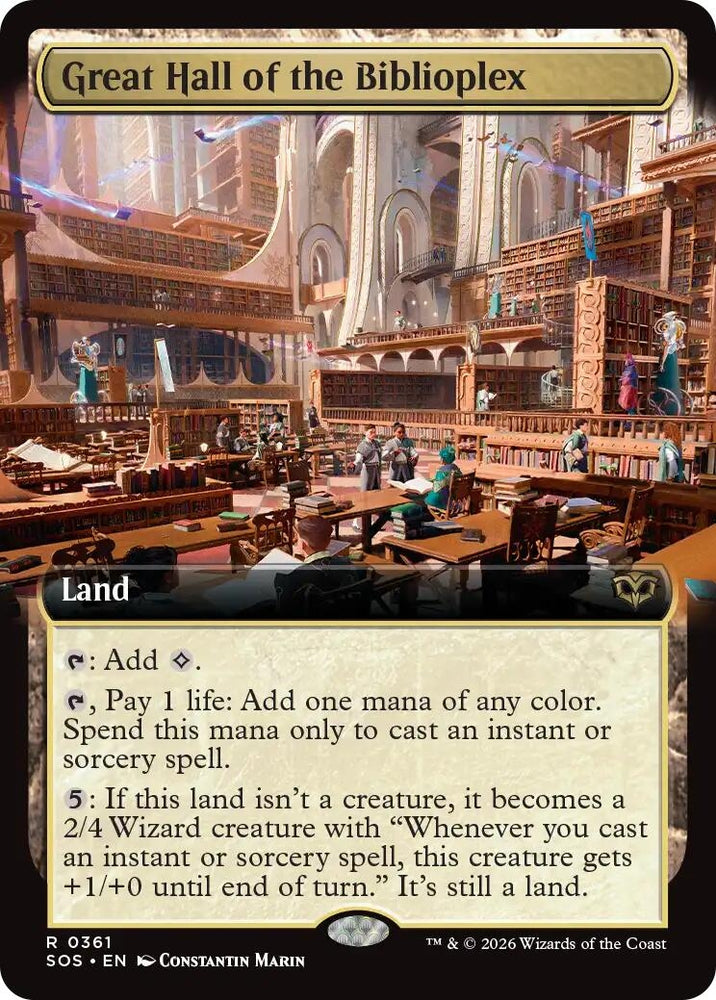 Image for Great Hall of the Biblioplex (Extended Art) (361) (Secrets of Strixhaven) - Magic: The Gathering