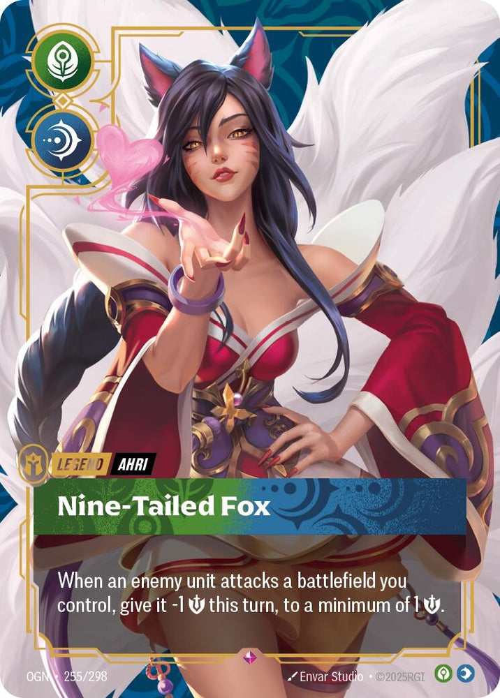 Ahri - Nine-Tailed Fox (Metal) (Prize Wall) (255/298) (Riftbound Organized Play Promotional Cards)