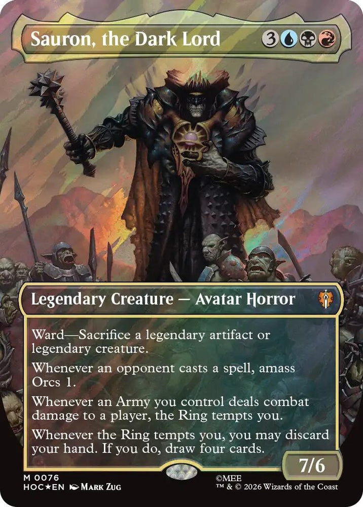 Image for Sauron, the Dark Lord (Borderless) (Surge Foil) (76) (The Hobbit: Eternal-Legal) (HOC) - Magic: The Gathering