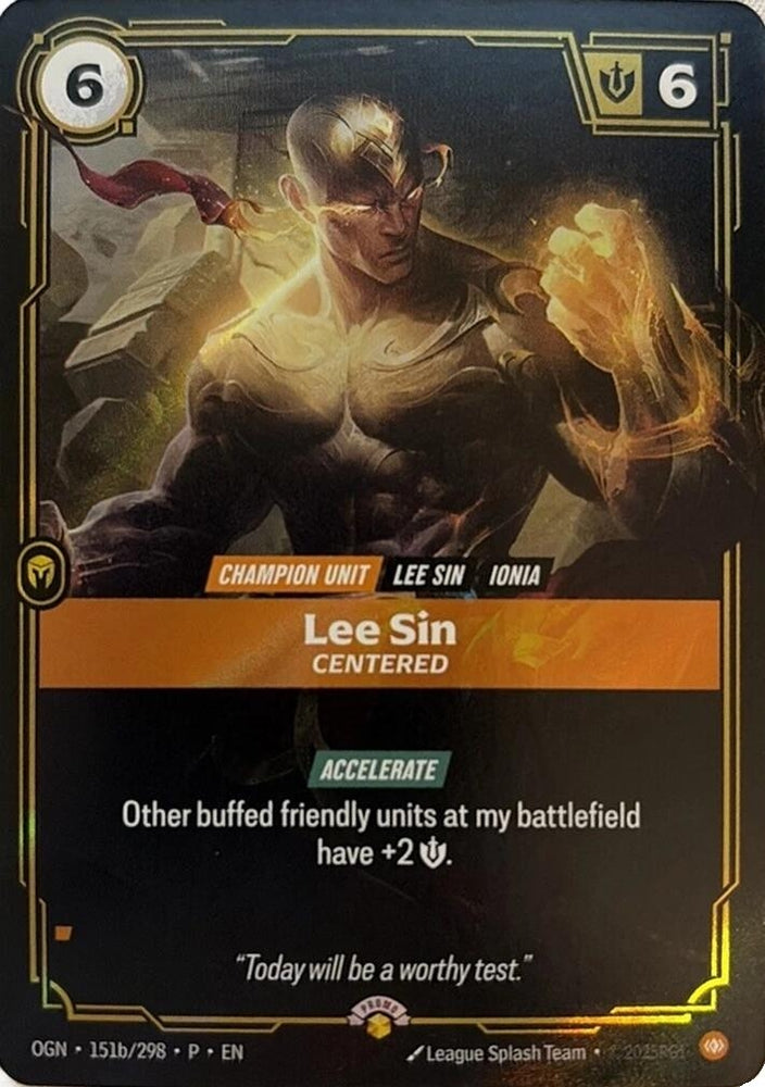 Image for Lee Sin - Centered (151b/298) (Riftbound Organized Play Promotional Cards) - Riftbound: League of Legends Trading Card Game
