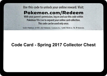 Image for Code Card - Spring 2017 Collector Chest (SM Base Set) (SM01) - Pokemon