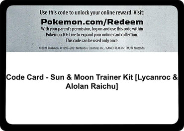 Image for Code Card - Sun & Moon Trainer Kit [Lycanroc & Alolan Raichu] (SM Trainer Kit: Lycanroc & Alolan Raichu) (SMK1) - Pokemon