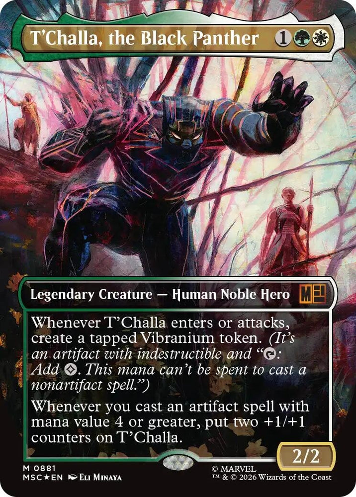 Image for T'Challa, the Black Panther (Borderless) (Surge Foil) (881) (Commander: Marvel Super Heroes) - Magic: The Gathering