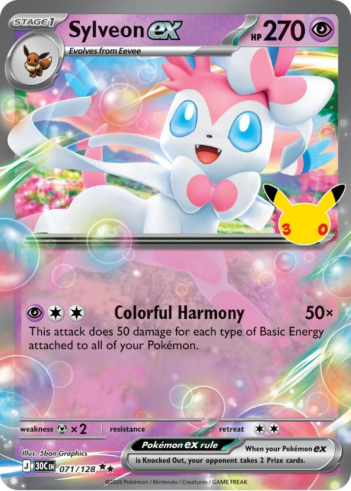 Image for Sylveon ex (071/128) (ME: 30th Celebration) (30C) - Pokemon