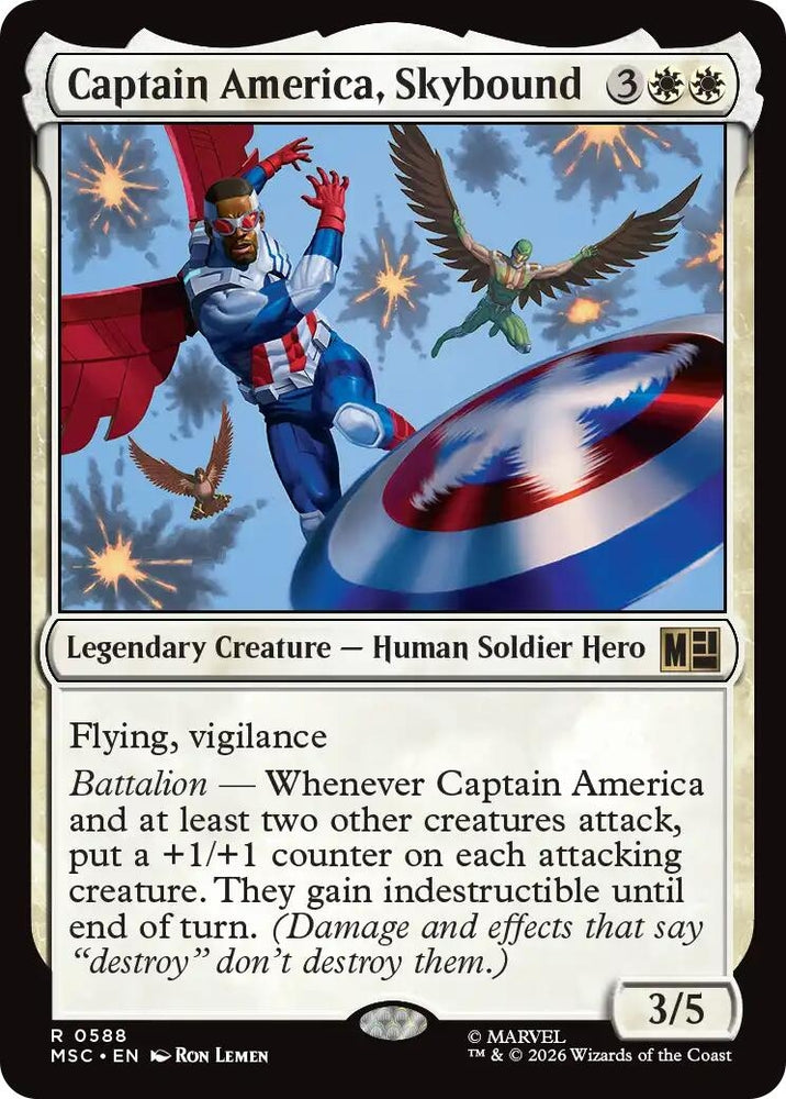 Image for Captain America, Skybound (588) (Commander: Marvel Super Heroes) - Magic: The Gathering
