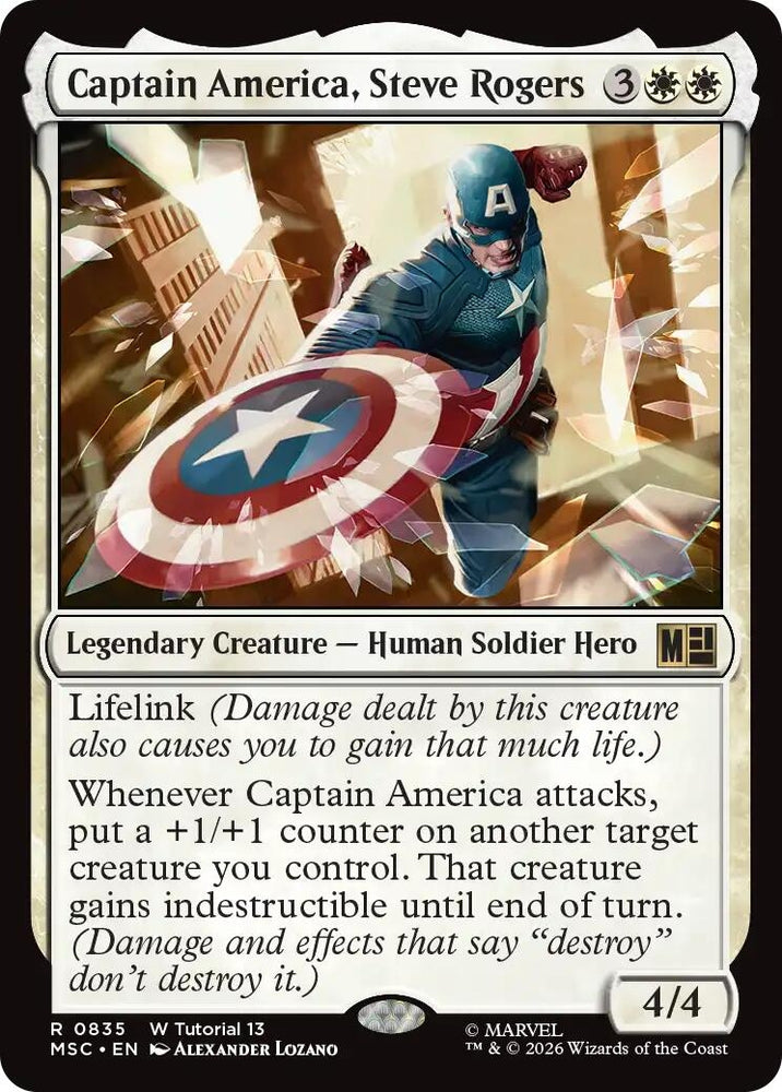 Image for Captain America, Steve Rogers (0835) (835) (Commander: Marvel Super Heroes) - Magic: The Gathering