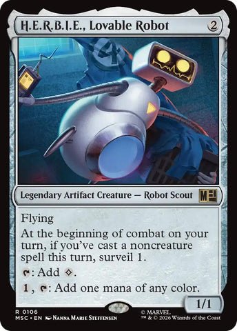 Image for H.E.R.B.I.E., Lovable Robot (Surge Foil) (106) (Commander: Marvel Super Heroes) - Magic: The Gathering