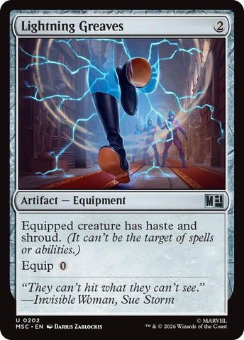Image for Lightning Greaves (Surge Foil) (202) (Commander: Marvel Super Heroes) - Magic: The Gathering