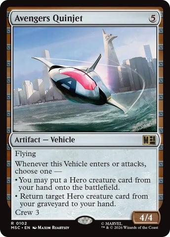 Image for Avengers Quinjet (Surge Foil) (102) (Commander: Marvel Super Heroes) - Magic: The Gathering