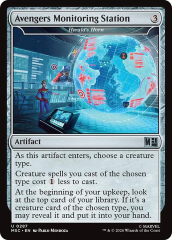 Image for Avengers Monitoring Station - Herald's Horn (Surge Foil) (287) (Commander: Marvel Super Heroes) - Magic: The Gathering