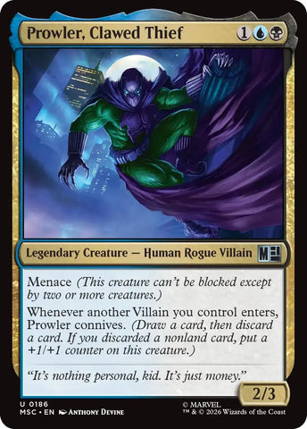 Image for Prowler, Clawed Thief (Surge Foil) (186) (Commander: Marvel Super Heroes) - Magic: The Gathering