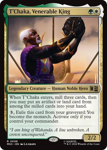 Image for T'Chaka, Venerable King (Surge Foil) (98) (Commander: Marvel Super Heroes) - Magic: The Gathering