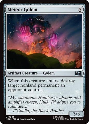 Image for Meteor Golem (Surge Foil) (205) (Commander: Marvel Super Heroes) - Magic: The Gathering