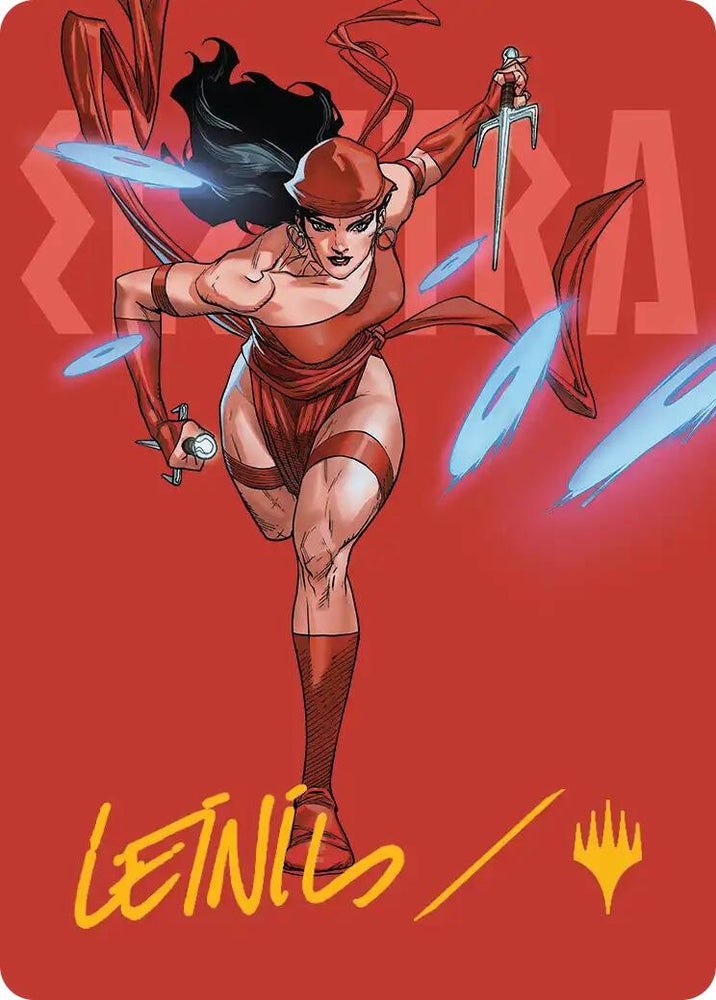 Image for Elektra, Daughter of the Hand Art Card (Gold-Stamped Signature) (25) (Art Series: Marvel Super Heroes) (AAMSH) - Magic: The Gathering