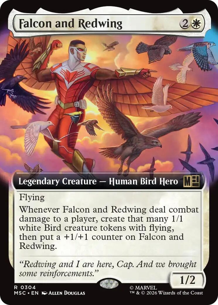 Image for Falcon and Redwing (Extended Art) (304) (Commander: Marvel Super Heroes) - Magic: The Gathering
