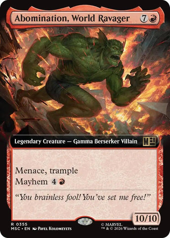 Image for Abomination, World Ravager (Extended Art) (355) (Commander: Marvel Super Heroes) - Magic: The Gathering