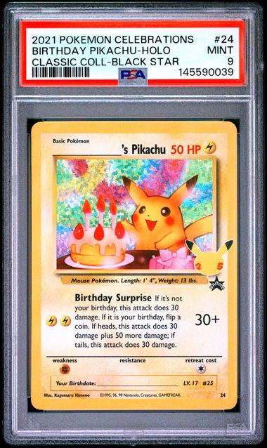 2021 POKEMON CELEBRATIONS CLASSIC COLLECTION #24 BIRTHDAY PIKACHU-HOLO CLASSIC COLL-BLACK STAR PSA 9