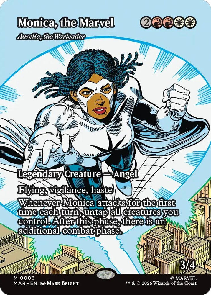 Image for Monica, the Marvel - Aurelia, the Warleader (Borderless) (86) (Marvel Universe Eternal-Legal) - Magic: The Gathering
