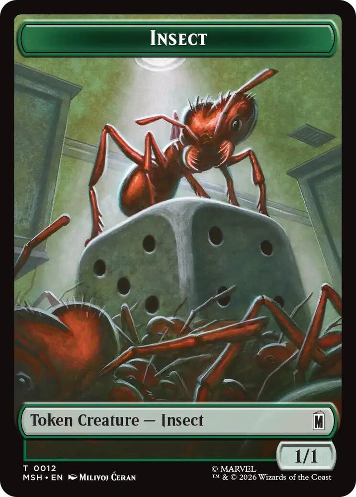 Image for Insect // Clue Double-Sided Token (12 // 17) (Marvel Super Heroes) (MSH) - Magic: The Gathering